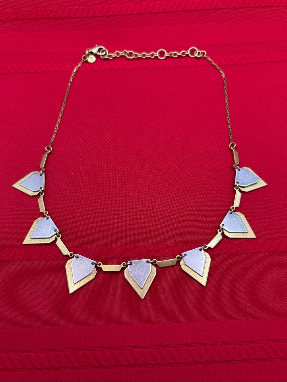 NWOT J.Crew Two Tone Triangle Geometric GOLD SILVER TONE Statement Necklace